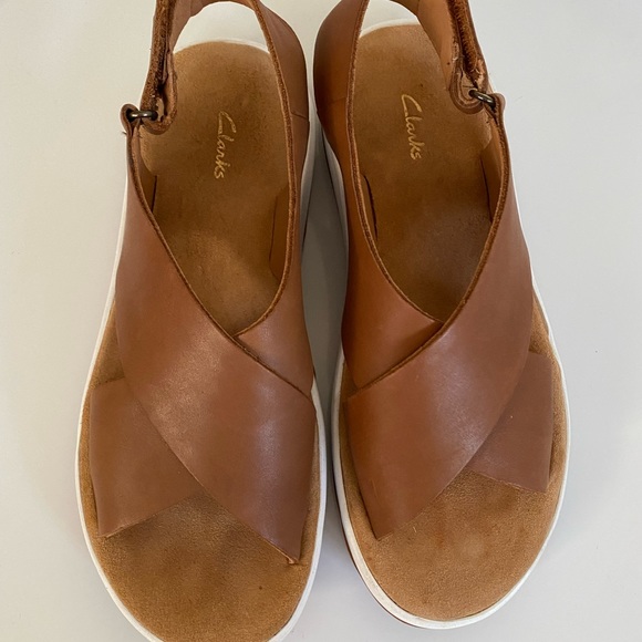 Clark’s Jemsa Cross Slide Dark Tan Leather sandals size: 6.5 - Picture 5 of 5